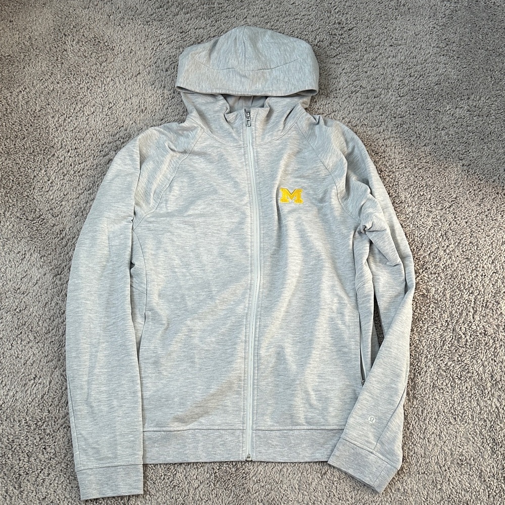Lululemon Athletica Light Gray Hoodie with Yellow University of Michigan logo